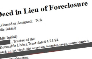 Deed in Lieu of foreclosure